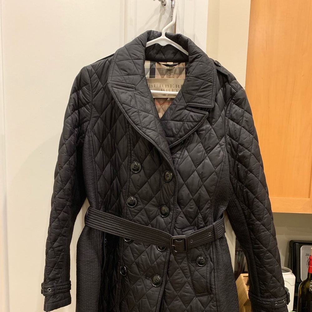Burberry Brit Goldsmead Quilted Trench Coat -Black